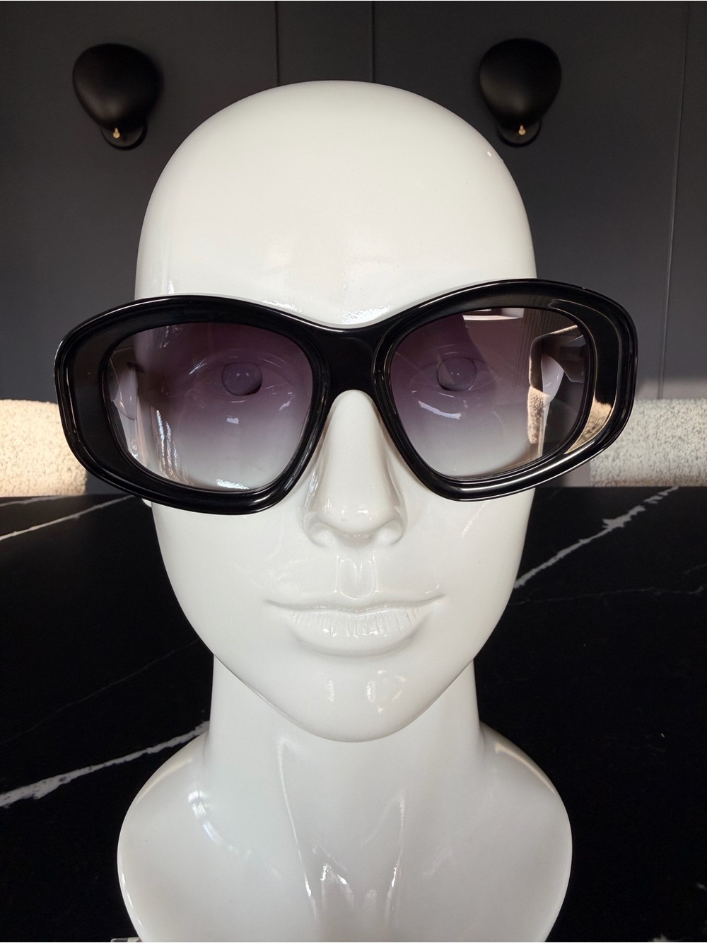 Loewe Black Oversized Sunglasses with Gradient Purple Lenses